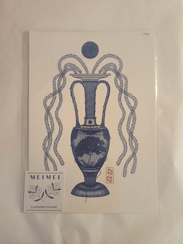 Vase hydrie tout bleu