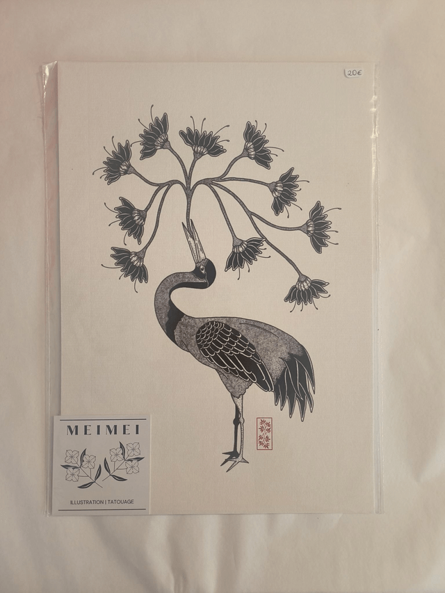 A4 grue fleurie 