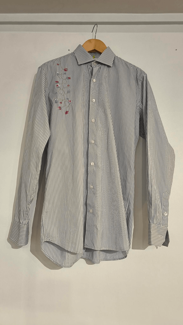 Chemise à rayures et branche - La Petite Eugenes