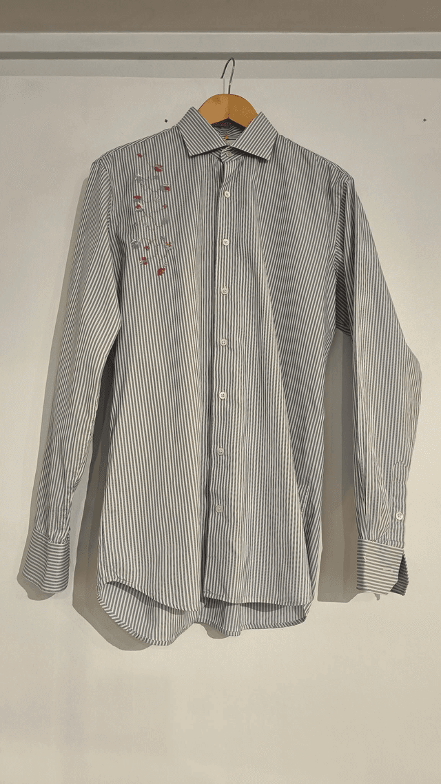 Chemise à rayures et branche - La Petite Eugenes