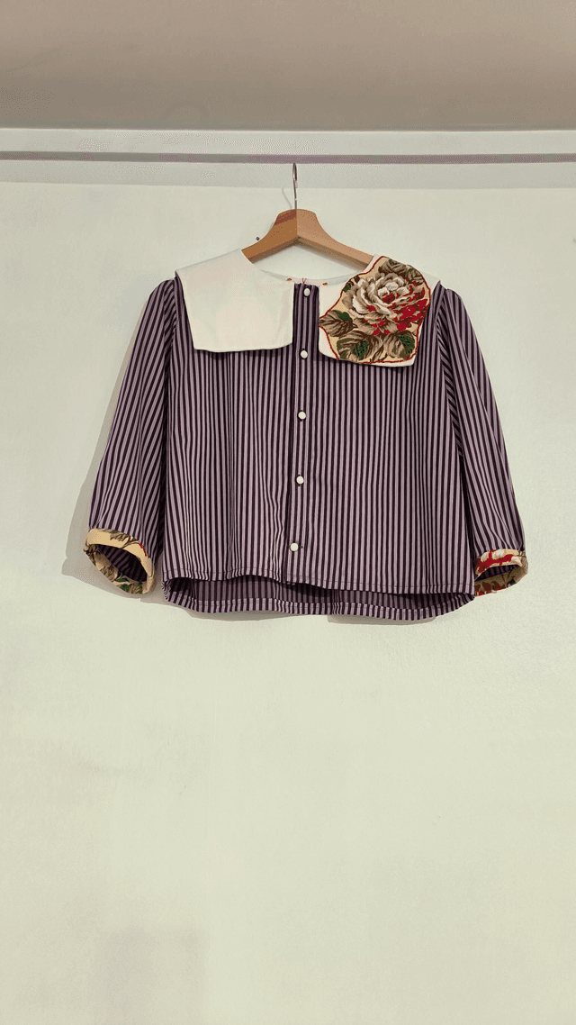 Blouse à rayures - Léopard rose